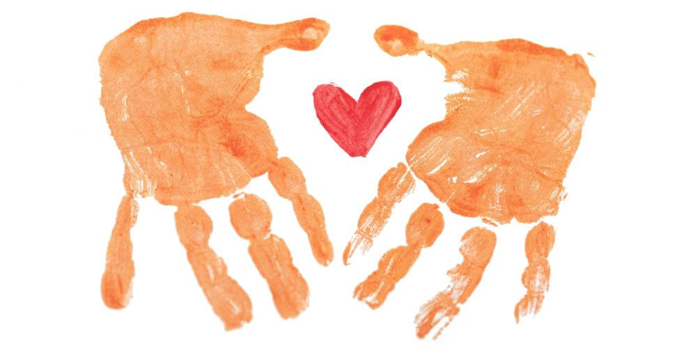 A child's hands imprint showing their love