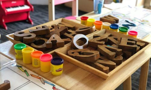brown letters on table