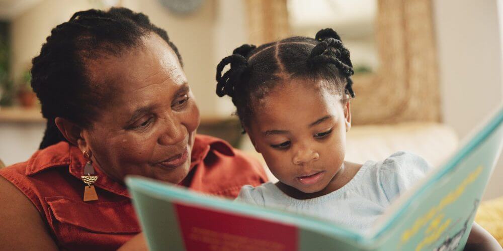 Grandmother and child reading 1