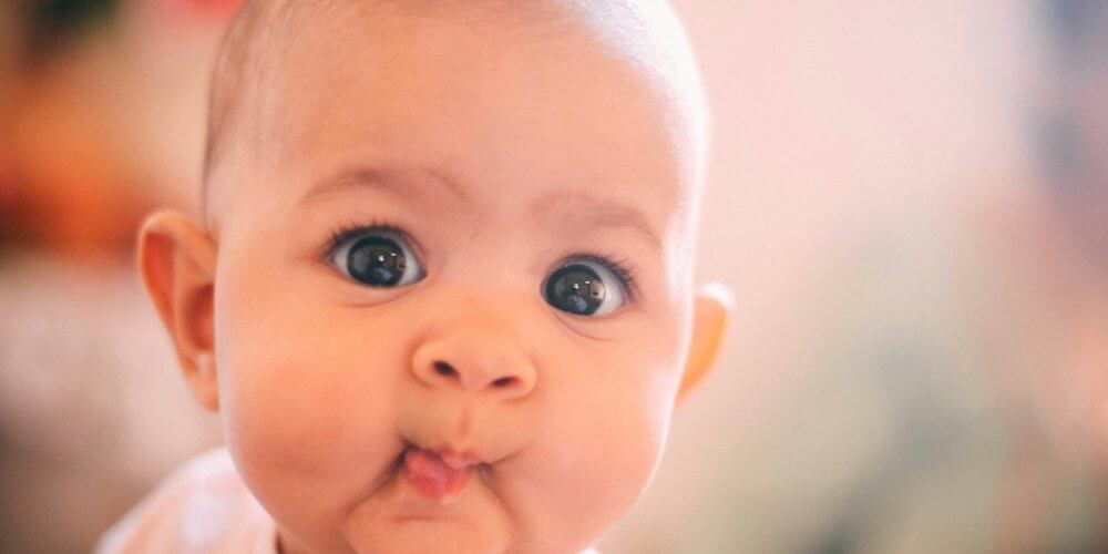 Baby making a funny face