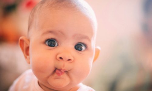 Baby making a funny face